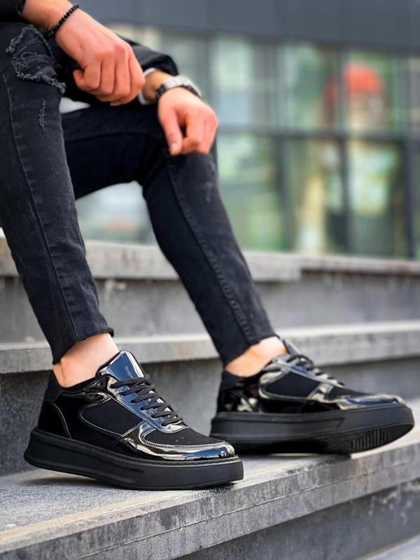 BİÇOMİ KB-X8 Kuback Siyah Rugan Yüksek Siyah Taban Günlük Spor Ayakkabı - Image 1