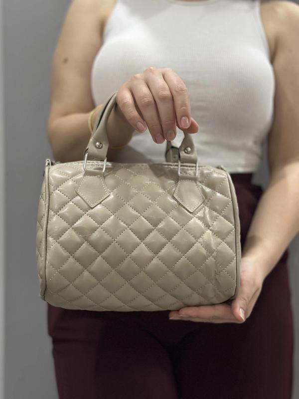 BİÇOMİ Kapaksız kapitone bej cilt çanta - Image 1