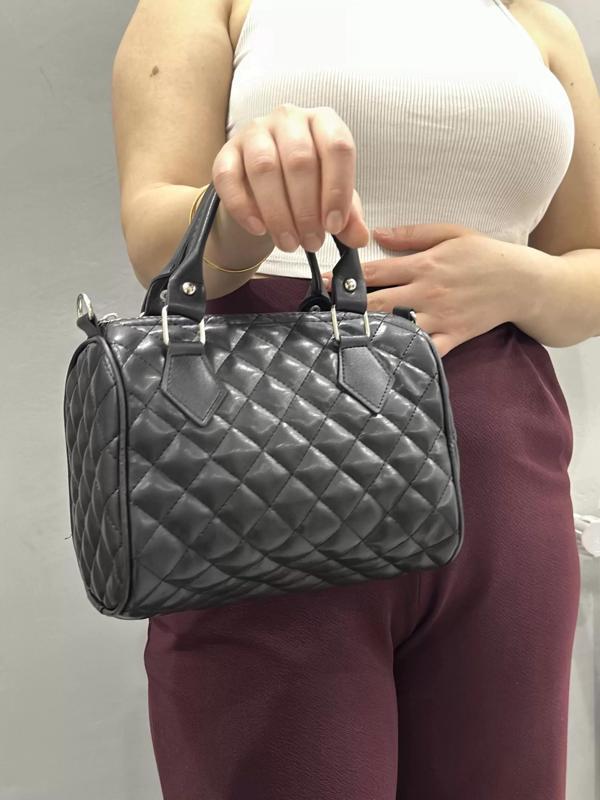 BİÇOMİ Kapaksız kapitone siyah cilt çanta - Image 1