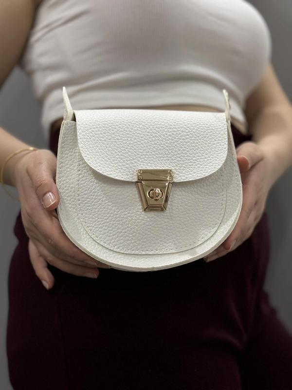 BİÇOMİ Klasik kapaklı beyaz cilt çanta - Image 1