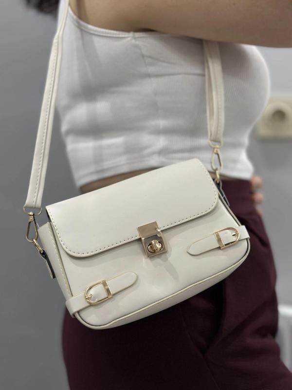 BİÇOMİ Zerej kemerli krem cilt çanta - Image 1