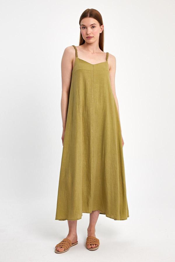 Askılı Keten Elbise - Image 1