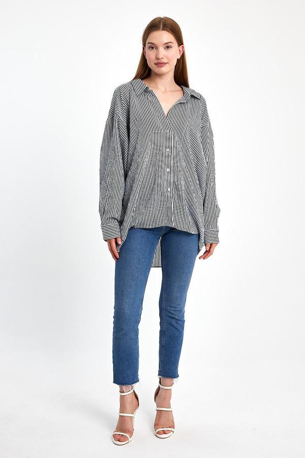 Çizgili Yarasa Kol Gömlek - Image 1