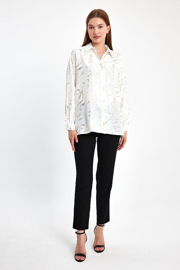 Varaklı Klasik Bayan Gömlek - Image 1