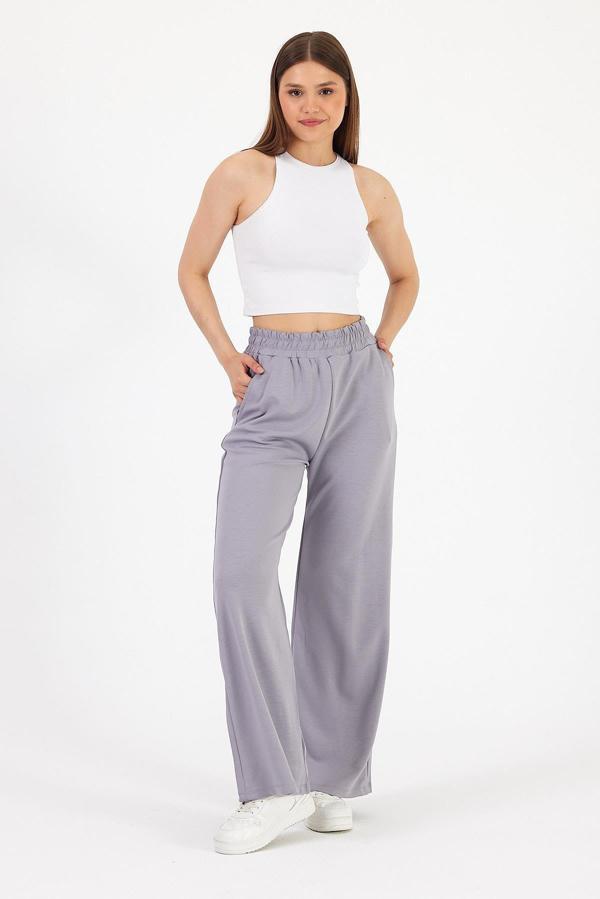 Viskon Cimalı Gri Pantolon - Image 1