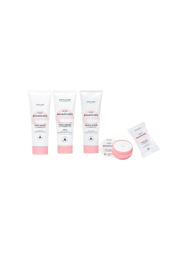 Oriflame Glow Essentials Maske + Arındırıcı + El Sabunu+ Yıkama Köpüğü + Spf Yüzkremi + Vitaminli Yüz Kremi - Image 1