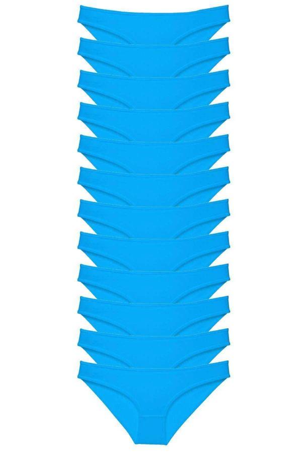 biçomi 12 adet Süper Eko Set Likralı Kadın Slip Külot Mavi - Image 1