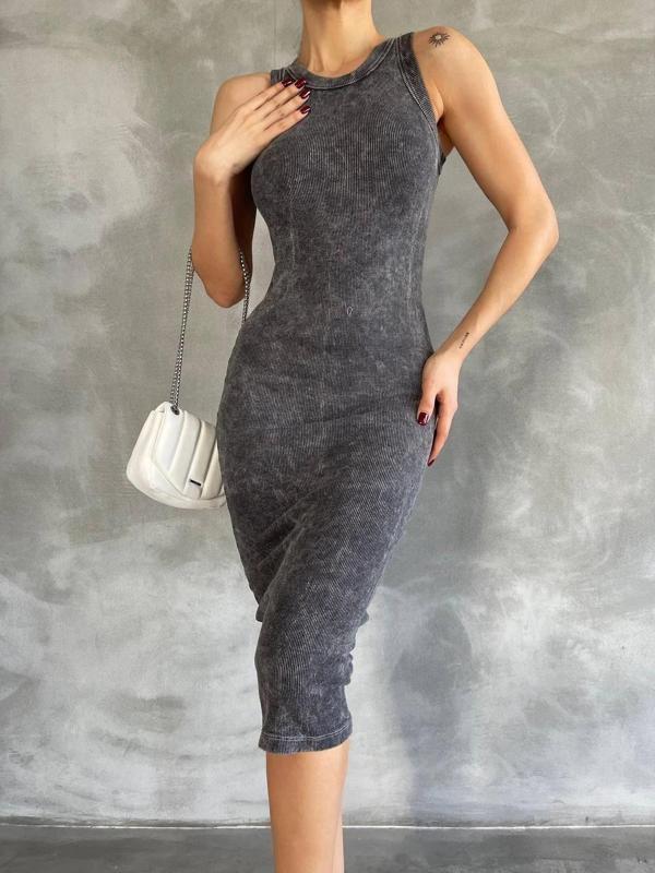 BİÇOMİ Halter yaka elbise aşit yıkamalı - Image 1