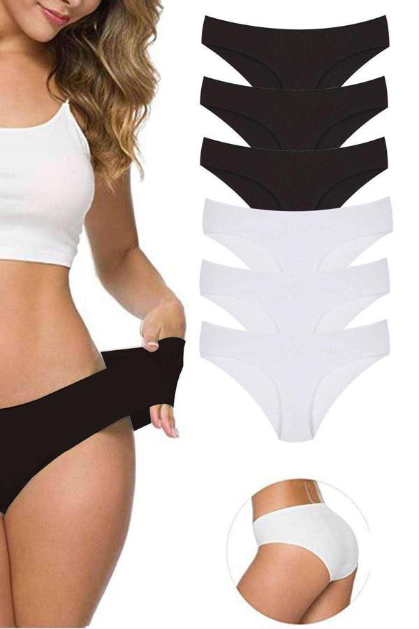 biçomi 6 Adet Kadın Dikişsiz Lazer Kesim Esnek İz yapmayan Külot S1 - Image 1