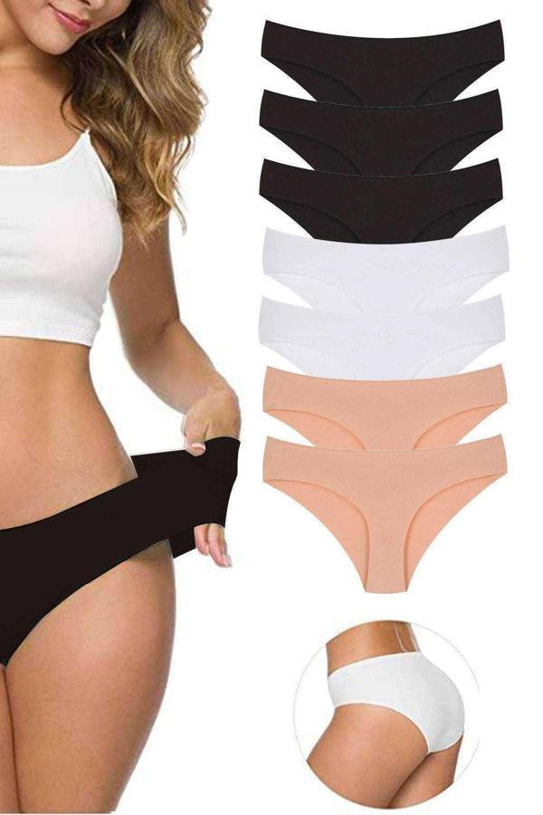 biçomi 7 Adet Kadın Dikişsiz Lazer Kesim Esnek İz yapmayan Külot S4 - Image 1