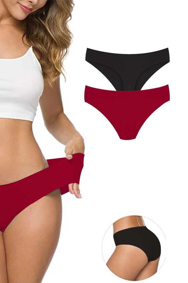 biçomi 2 Adet Kadın Dikişsiz Lazer Kesim Esnek İz yapmayan Külot S4 - Image 1