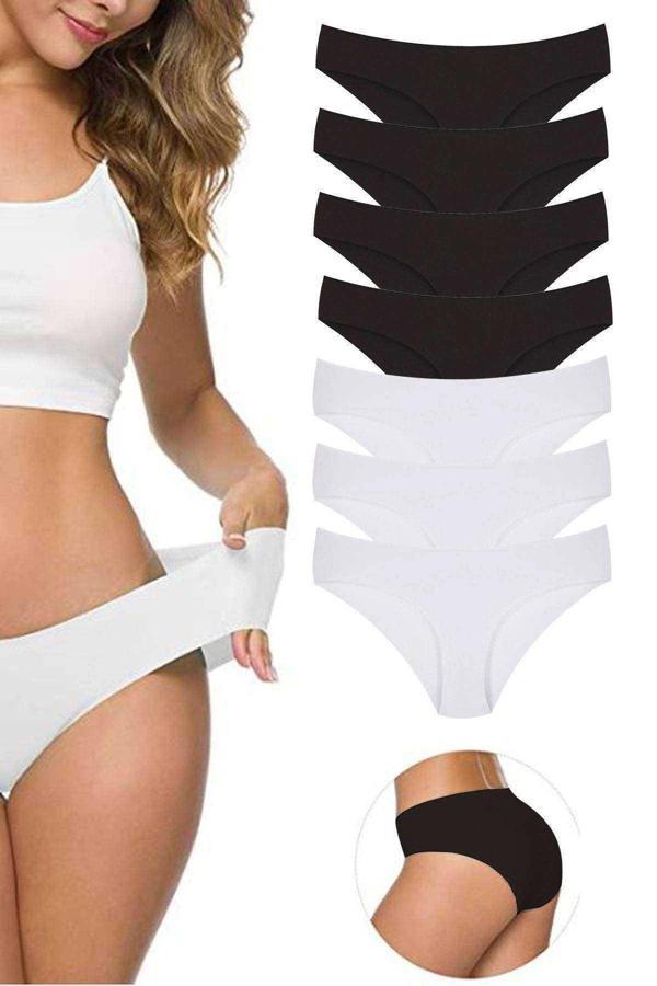 biçomi 7 Adet Kadın Dikişsiz Lazer Kesim Esnek İz yapmayan Külot S1 - Image 1