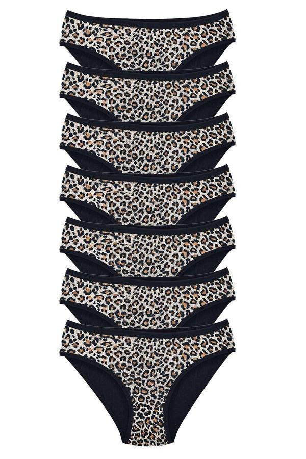 biçomi 7 Adet Leopar Desenli Likralı Yumuşak Dokulu Kadın Slip Külot - Image 1