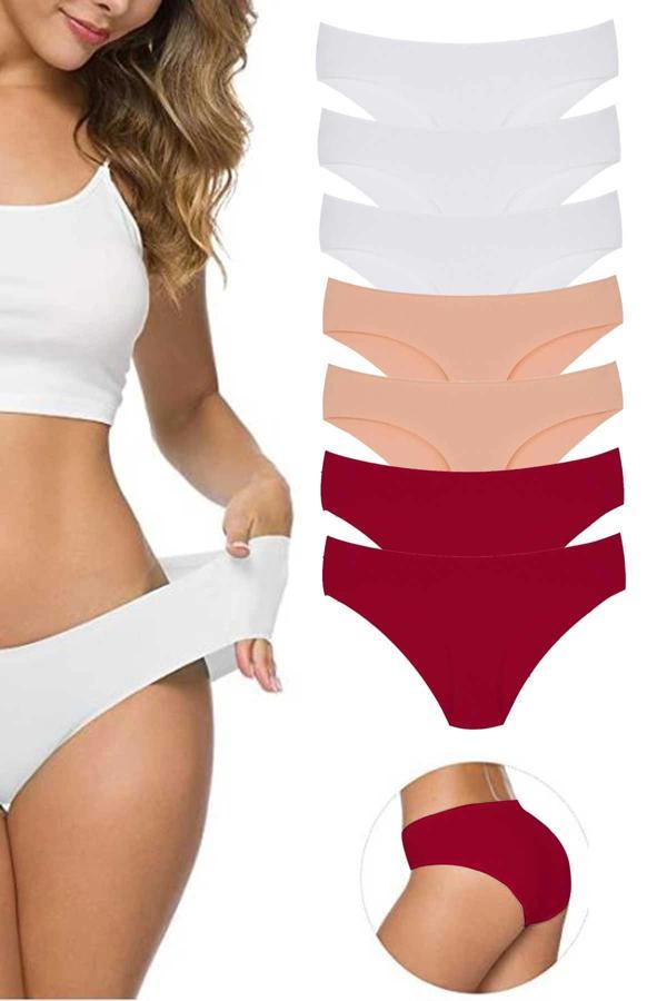 biçomi 7 Adet Kadın Dikişsiz Lazer Kesim Esnek İz yapmayan Külot S10 - Image 1