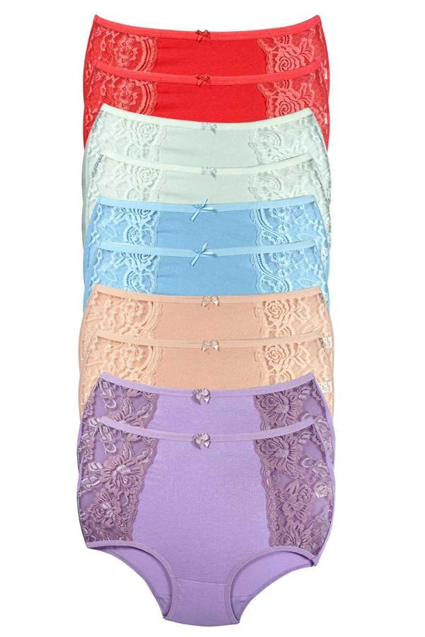 biçomi 10 Adet Kenar Dantelli Toparlayıcı Yüksek Bel Bato Külot - Image 1