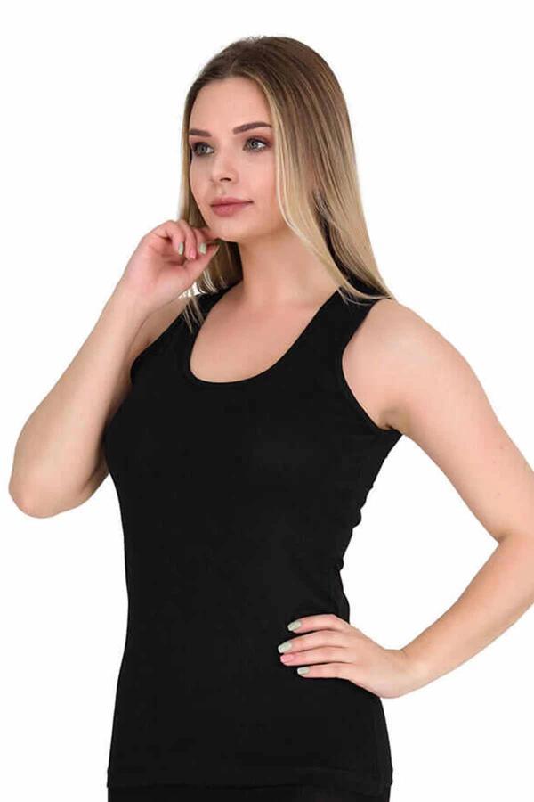 biçomi Geniş Askılı Elestan Likralı Kadın Atlet Siyah 2127B - Image 1