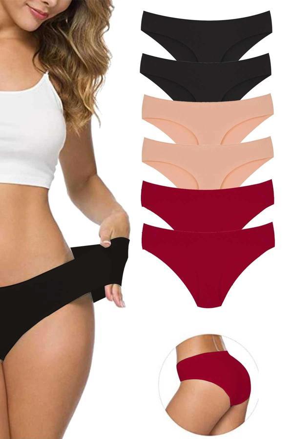 biçomi 6 Adet Kadın Dikişsiz Lazer Kesim Esnek İz yapmayan Külot S9 - Image 1