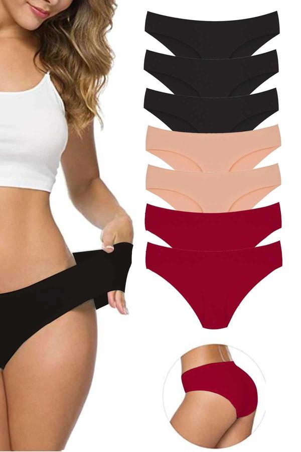 biçomi 7 Adet Kadın Dikişsiz Lazer Kesim Esnek İz yapmayan Külot S9 - Image 1