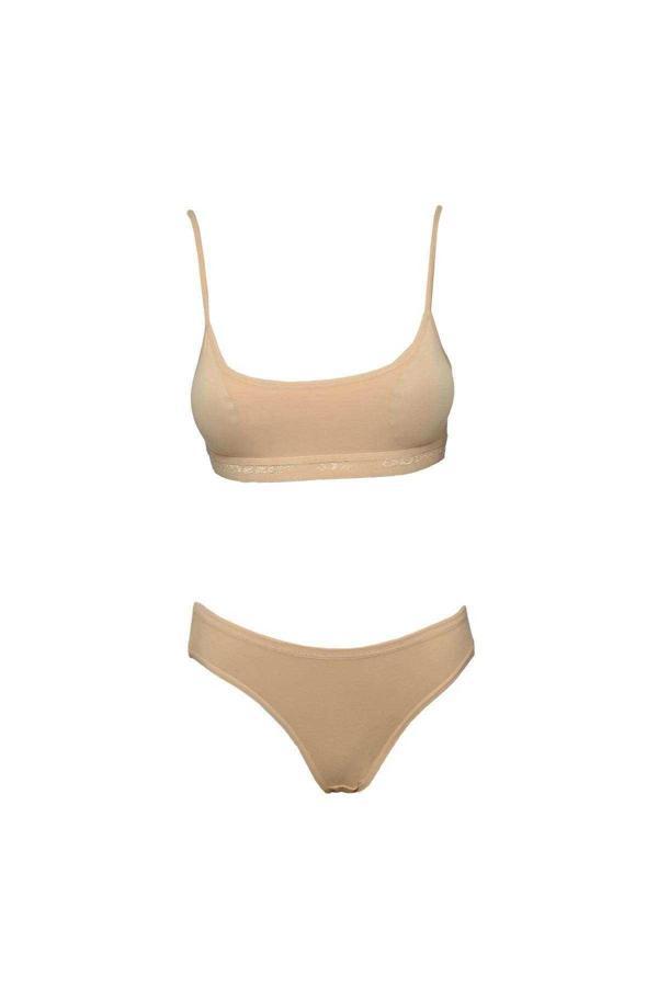biçomi Pedli İp Askılı Yarım Atlet Büstiyer Külot Takım Ten Rengi - Image 1