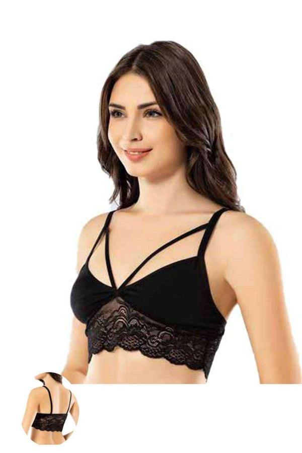biçomi Kota 6 Adet Siyah Dantelli Büstiyer - Image 1