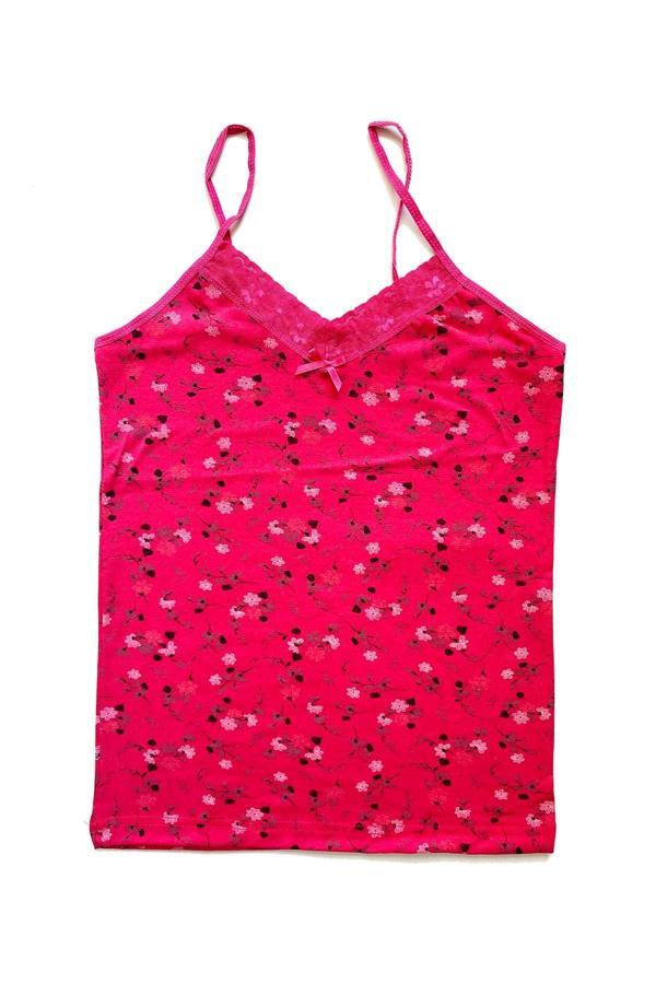 biçomi Kadın Askılı Desenli Atlet Dantelli Empirme Pamuklu Penye D3 - Image 1