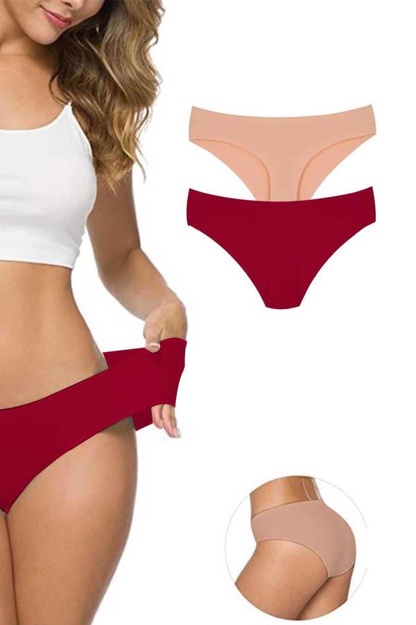 biçomi 2 Adet Kadın Dikişsiz Lazer Kesim Esnek İz yapmayan Külot S6 - Image 1