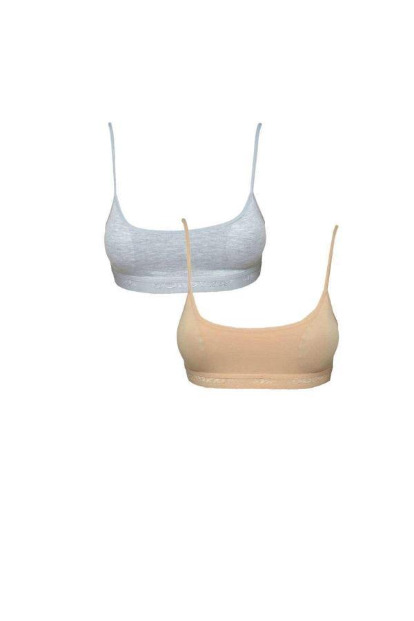 biçomi Pedli İp Askılı Gri ve Ten Rengi Büstiyer 2 adet - Image 1