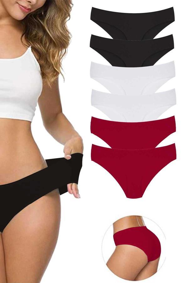 biçomi 6 Adet Kadın Dikişsiz Lazer Kesim Esnek İz yapmayan Külot S8 - Image 1