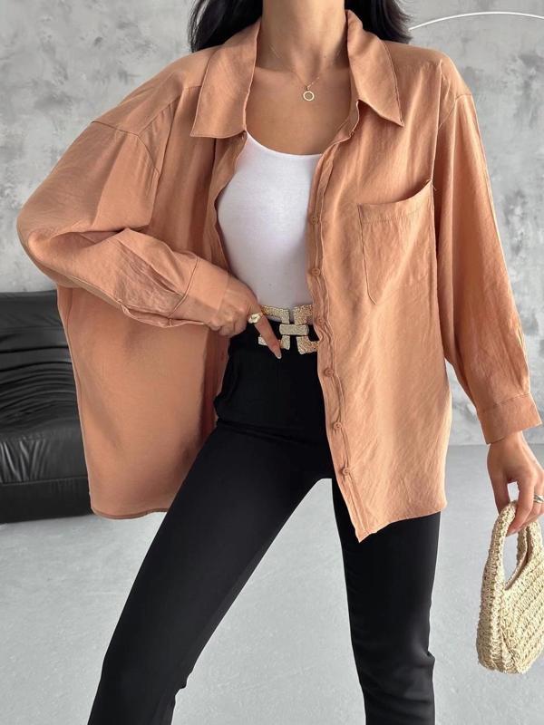 BİÇOMİ Modal oversize cepli gömlek - Image 1