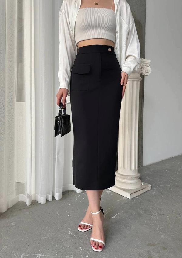 BİÇOMİ Uzun düğmeli etek - Image 1