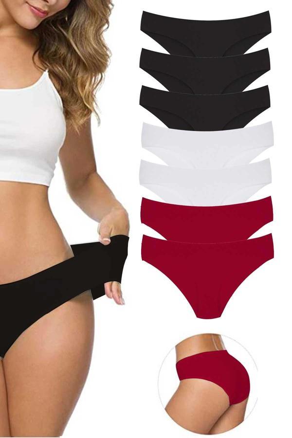 biçomi 7 Adet Kadın Dikişsiz Lazer Kesim Esnek İz yapmayan Külot S8 - Image 1