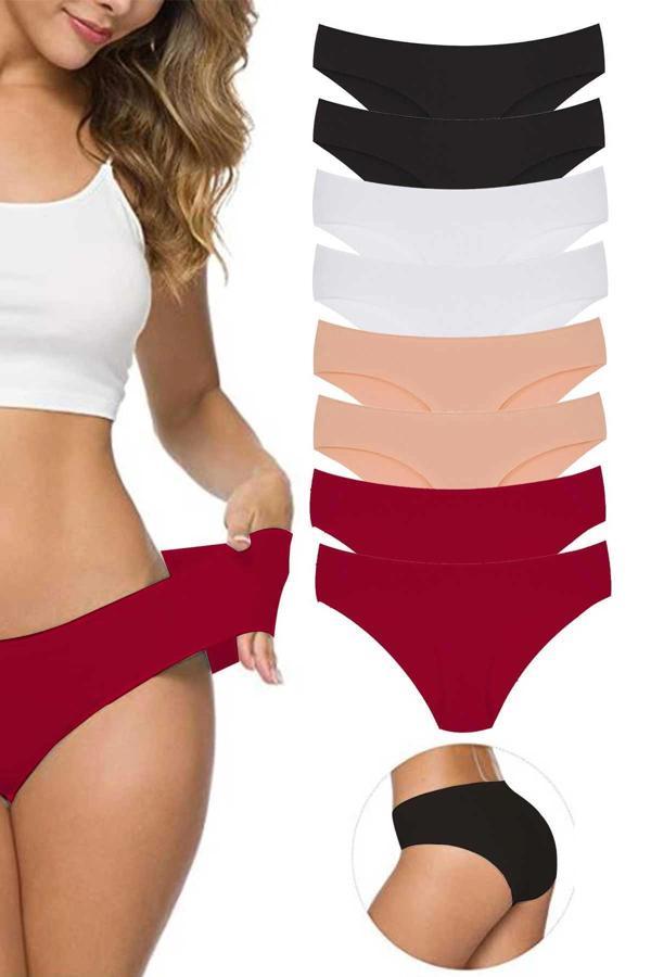 biçomi 8 Adet Kadın Dikişsiz Lazer Kesim Esnek İz yapmayan Külot S7 - Image 1