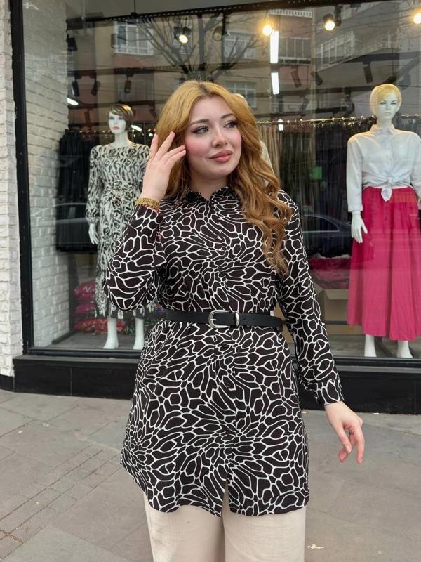 BİÇOMİ Desenli tunik gömlek - Image 1