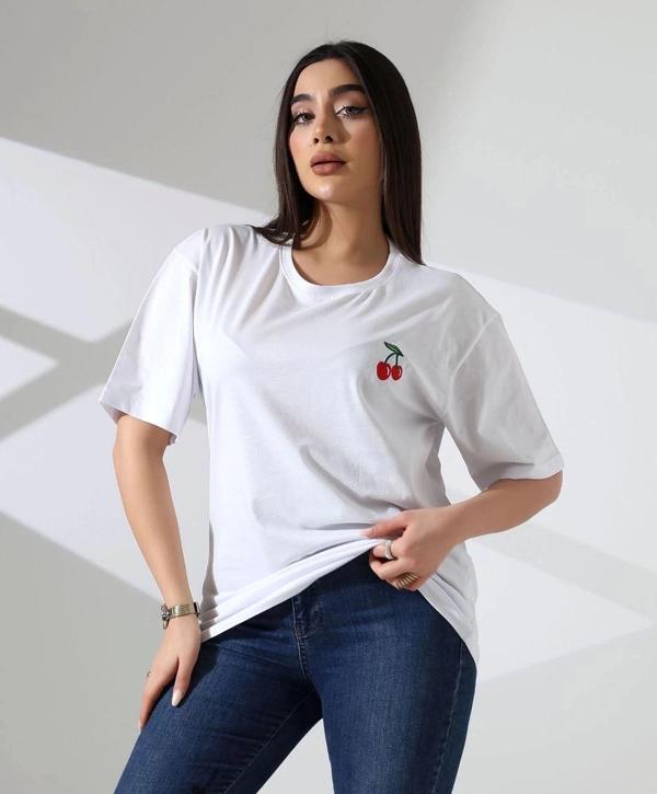 BİÇOMİ Kiraz işlemeli tişört - Image 1