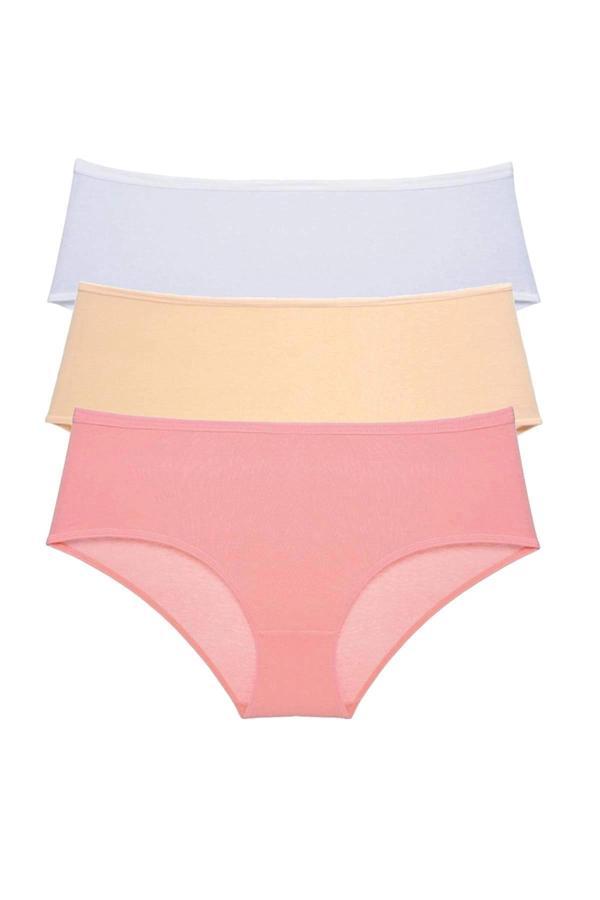 biçomi 3 Adet Kadın Yüksek Bel Bato Külot Beyaz Ten Pudra - Image 1