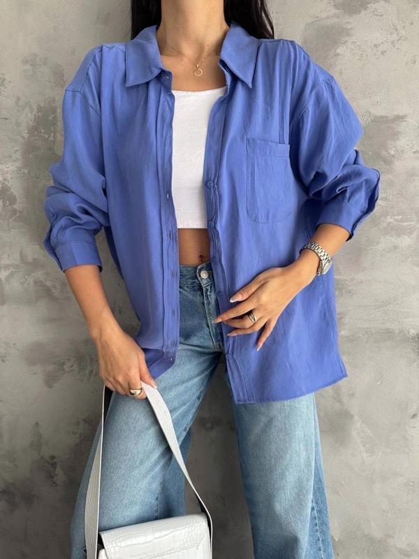 BİÇOMİ Modal oversize cepli gömlek - Image 1