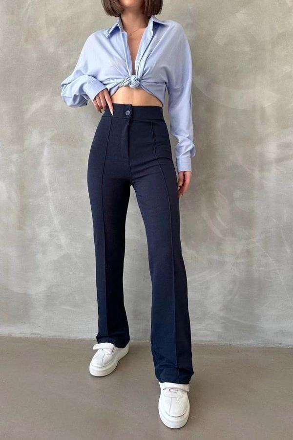 BİÇOMİ Önü cumalı ithal krep pantolon - Image 1