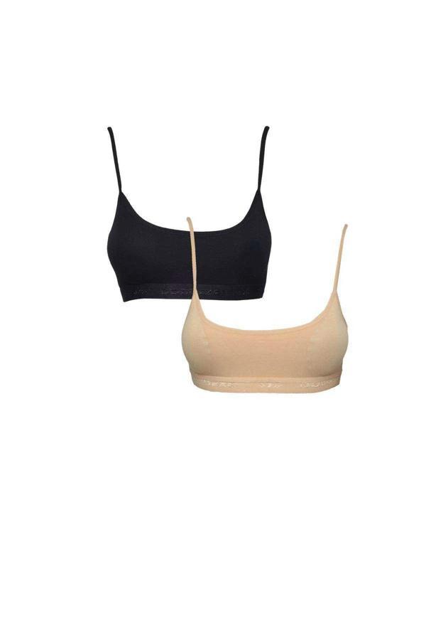 biçomi Pedli İp Askılı Siyah ve Ten Rengi Büstiyer 2 adet - Image 1