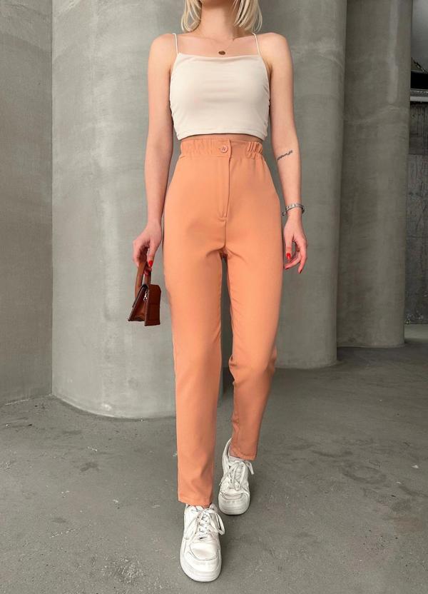 BİÇOMİ Beli lastikli karamel pantolon - Image 1