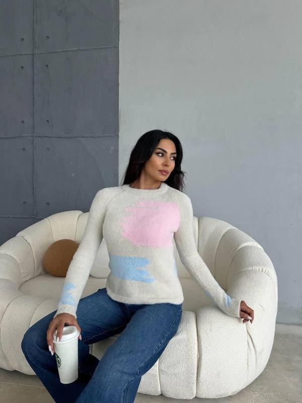 BİÇOMİ Bıyıklı triko kazak beyaz - Image 1