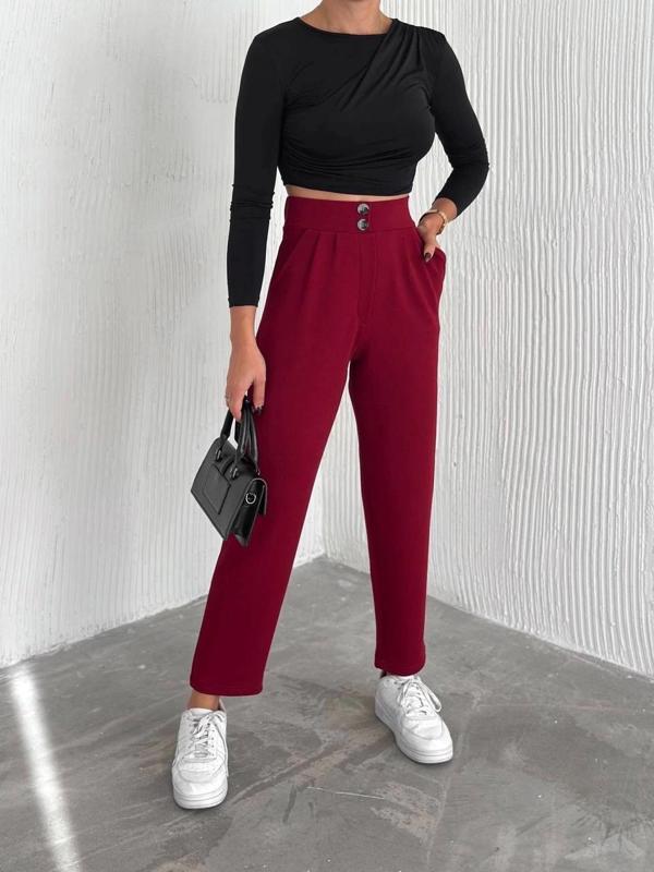 BİÇOMİ örme krep pantolon çift düğmeli - Image 1