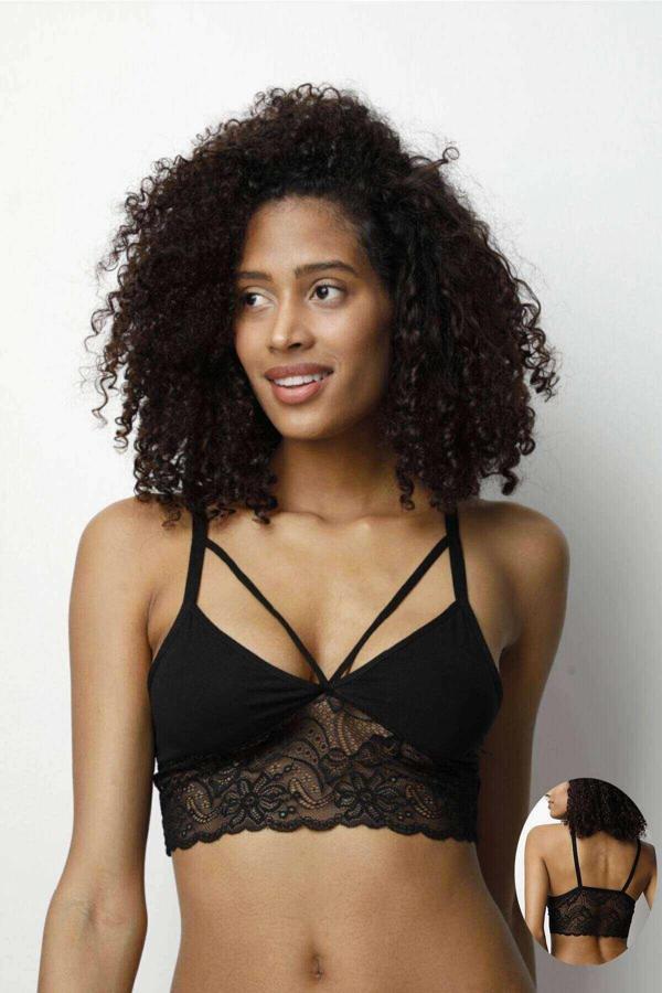 biçomi Kota 4 Adet Siyah Dantelli Büstiyer 6342 - Image 1