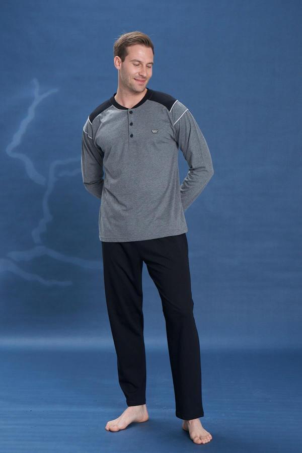 Erkek Penye Süprem Genç Önü Patlı Pijama Takımı | Antrasit 2130 - Image 1