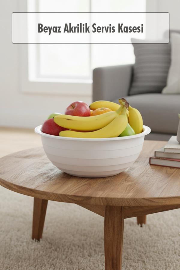 2,5 Lt Beyaz Akrilik Servis Kasesi & Karıştırma Kabı - Image 1