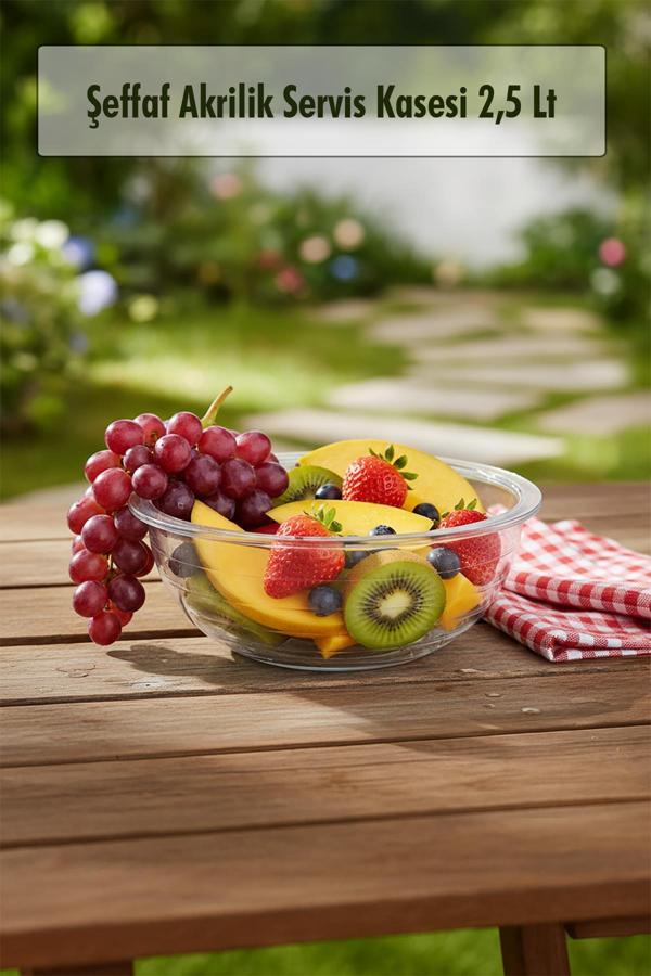 2,5 Lt Şeffaf Akrilik Servis Kasesi ve Karıştırma Kabı - Image 1
