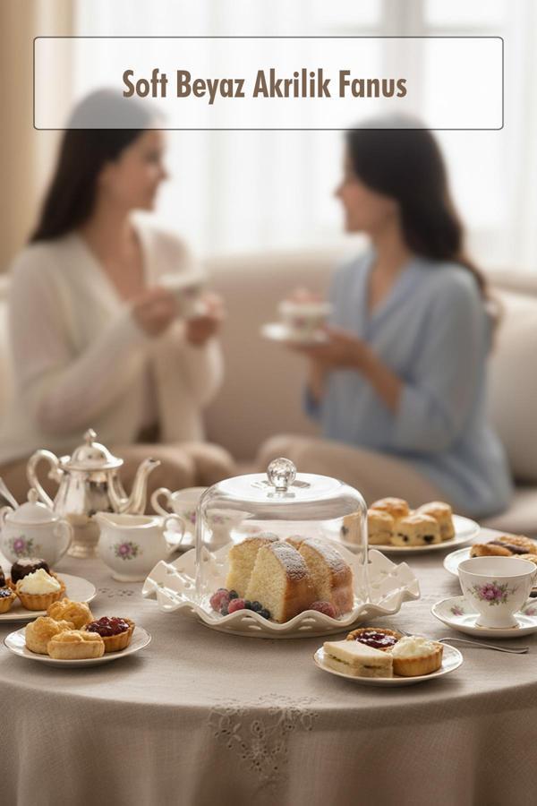 Beyaz Akrilik Delikli Fanus Sunum ve Saklama Kabı - 2 Parça - Image 1