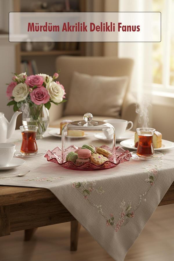 Mürdüm Akrilik Delikli Fanus Sunum ve Saklama Kabı - 2 Parça - Image 1