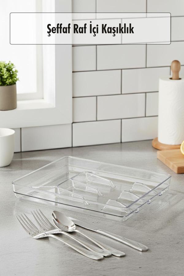 Şeffaf Akrilik Raf İçi Kaşıklık 26,5×34,5×4,5 cm - Image 1