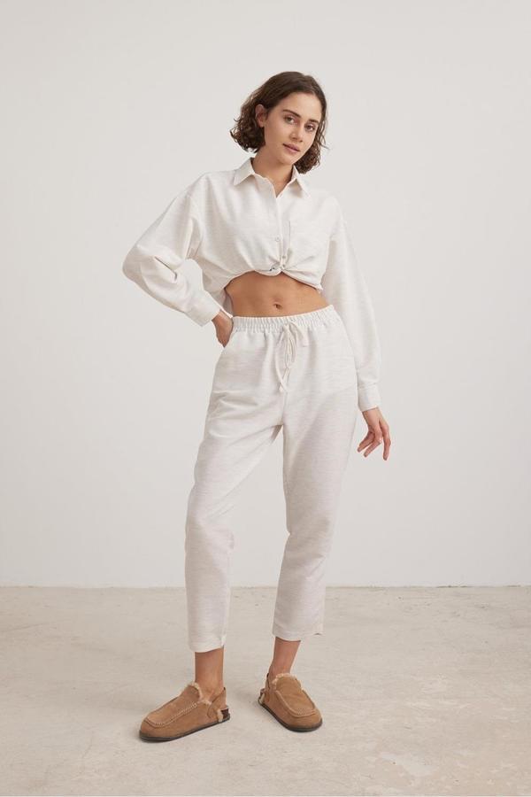 Vos Versa Kadın Keten Salaş Bel Lastikli Taş Pantolon VVK3434 - Image 1