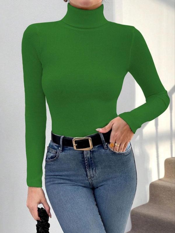 BİÇOMİ Başıkçı yaka dar kesim kaşkorse kazak yeşil w3103 - Image 1